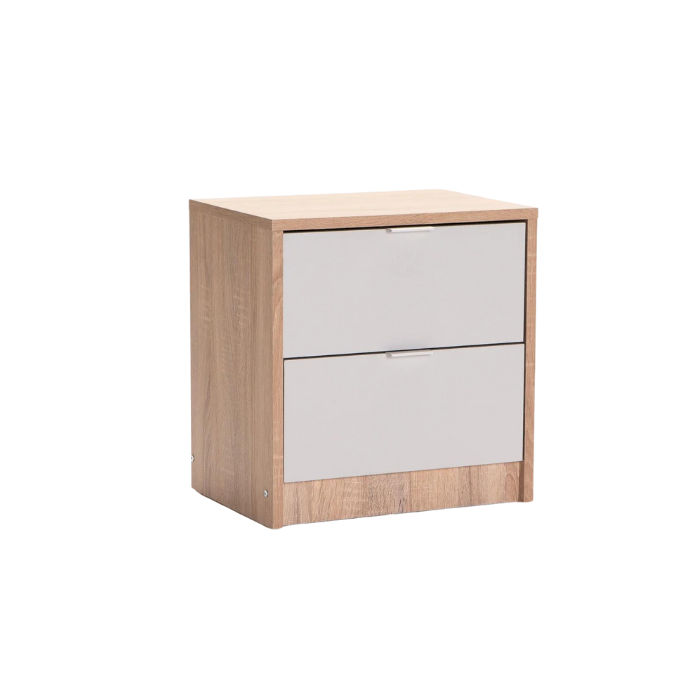 Kappa 2 Drawer Pedestal - Light Oak/Light Grey