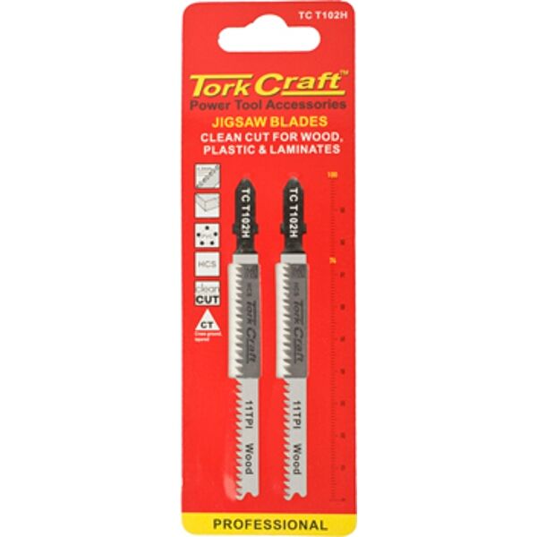 T-Shank Jigsaw Blade Clean Cut Wood/Lam/Plastic 2.3Mm 11Tpi 100Mm 2Pc