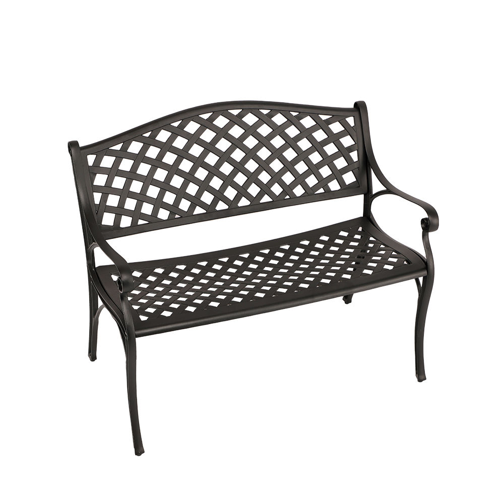 Lattice Aluminium Garden Bench / Patio Bench / Outdoor  - BLACK