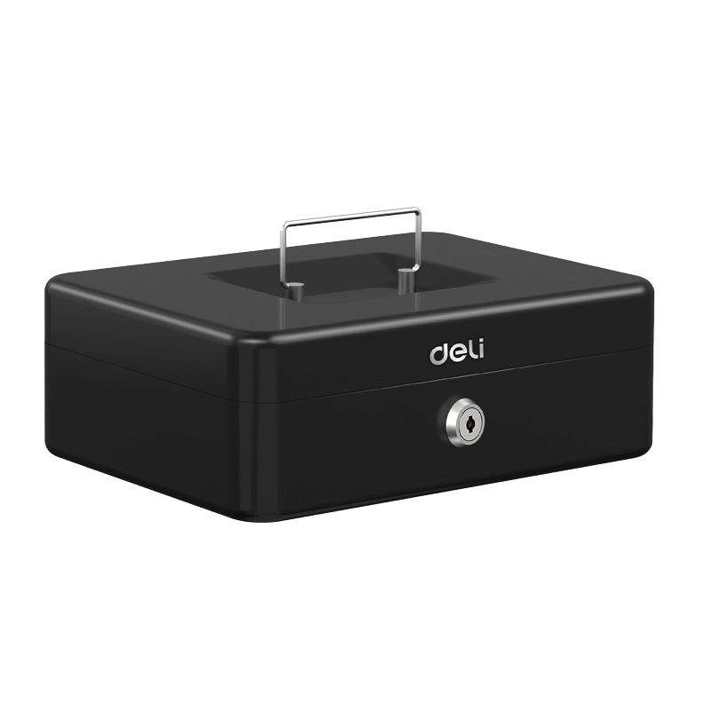 Deli Cash Box Steel 8.52518 cm Black