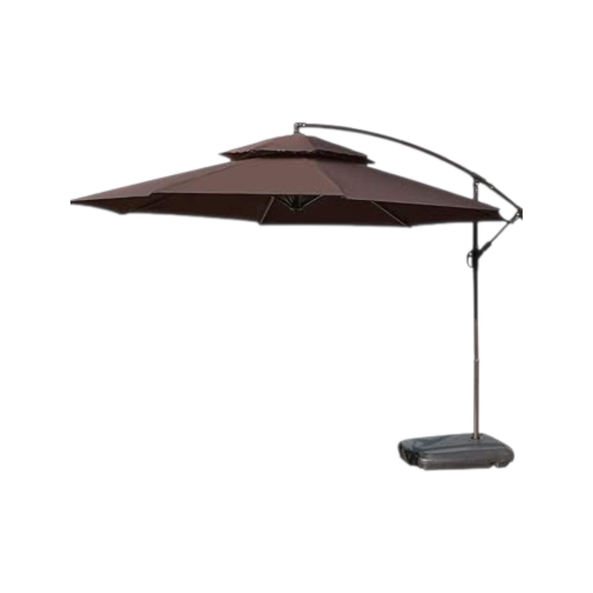 Aluminium Cantilever Patio Umbrella With Base -3M (BROWN)