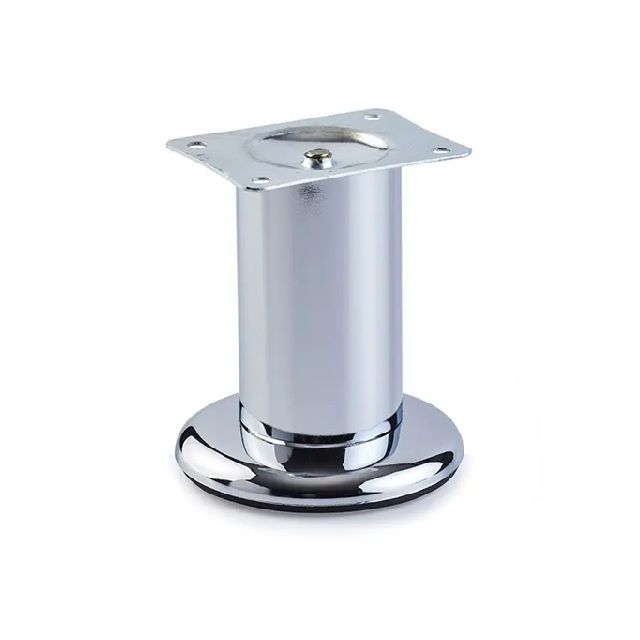 Round Leg on Base, H100mm x 50mm, Chrome Plated (4 Pack) BY WOODLY