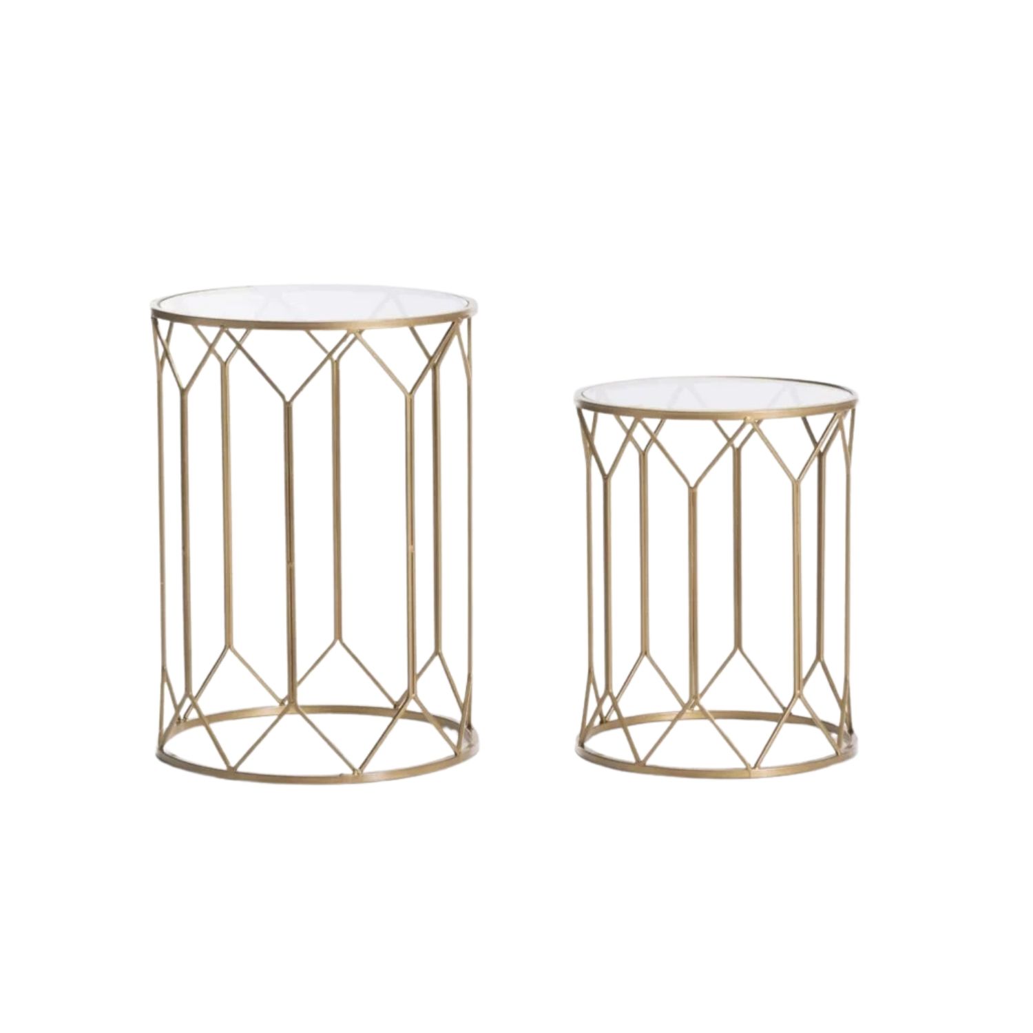 Set of 2 Gold Geometric Side Tables