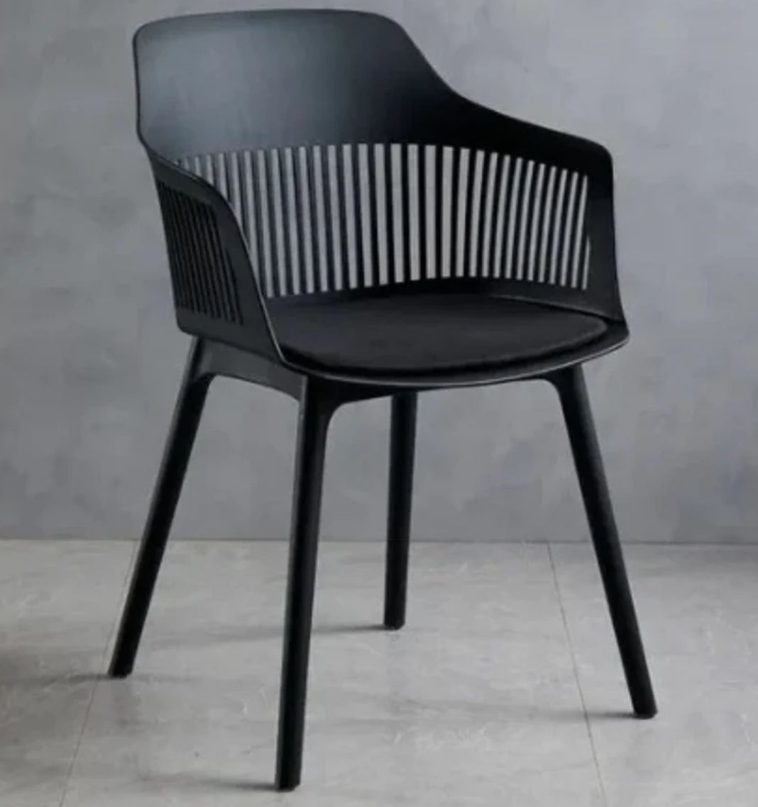 Modern Polypropylene Dining Chair with Cushioned Seat - black