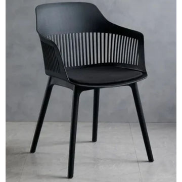 Modern Polypropylene Dining Chair with Cushioned Seat - black