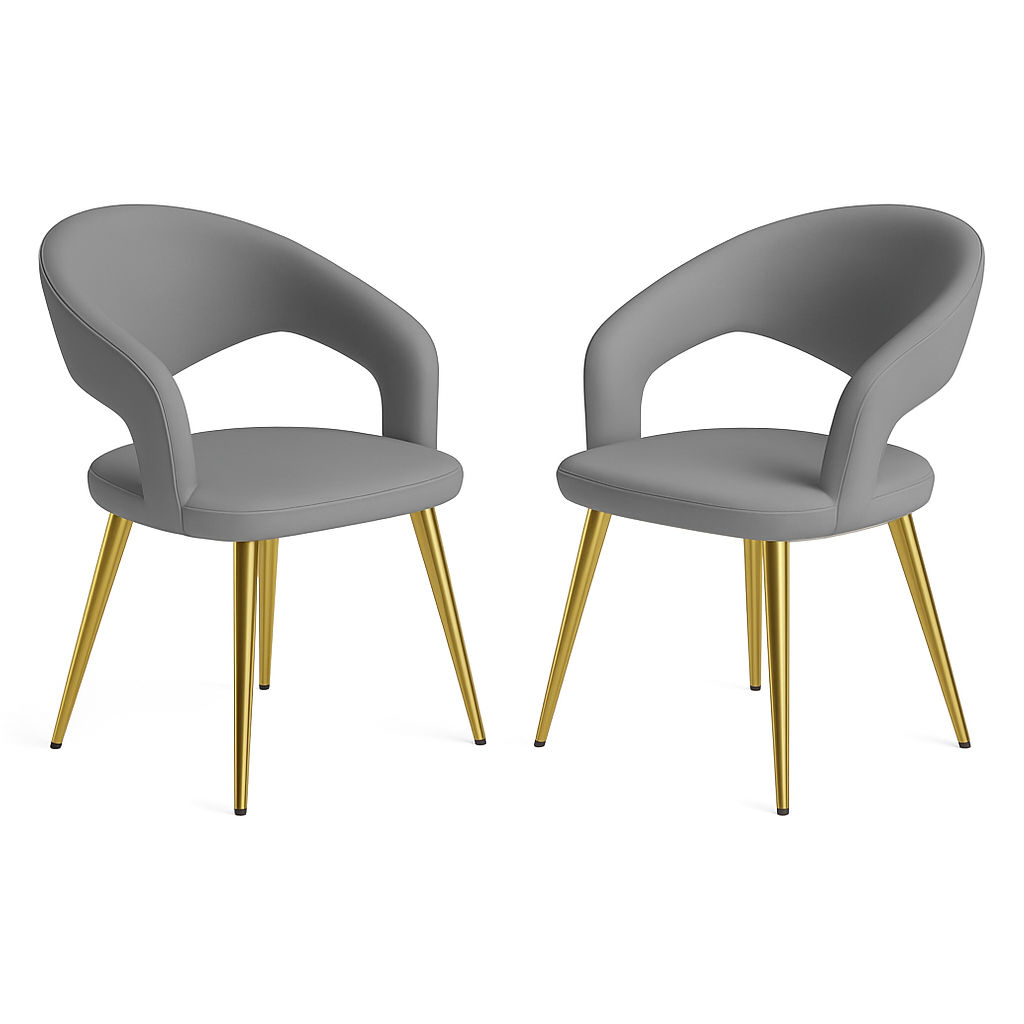 IG Furn - Veluxe PU Leather Set of 2 Dining Chairs Grey