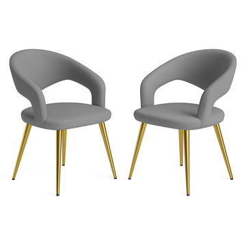 IG Furn - Veluxe PU Leather Set of 2 Dining Chairs Grey