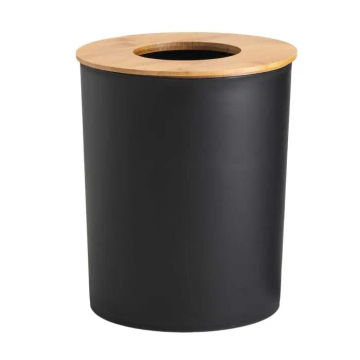 Woodly Waste Bin, Black/Bamboo, 7L