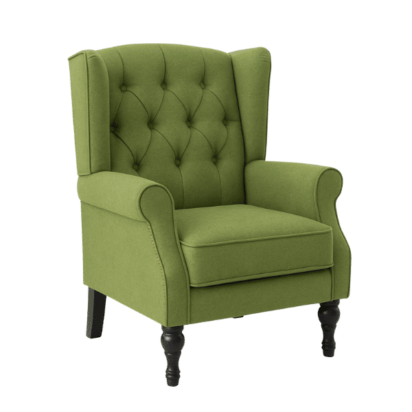 Olive Wingback Chair – Classic Tufted Armchair