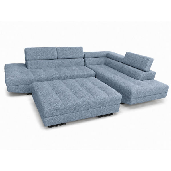 Hamilton Corner L-Shaped Sofa- Chenille Fabric Blue