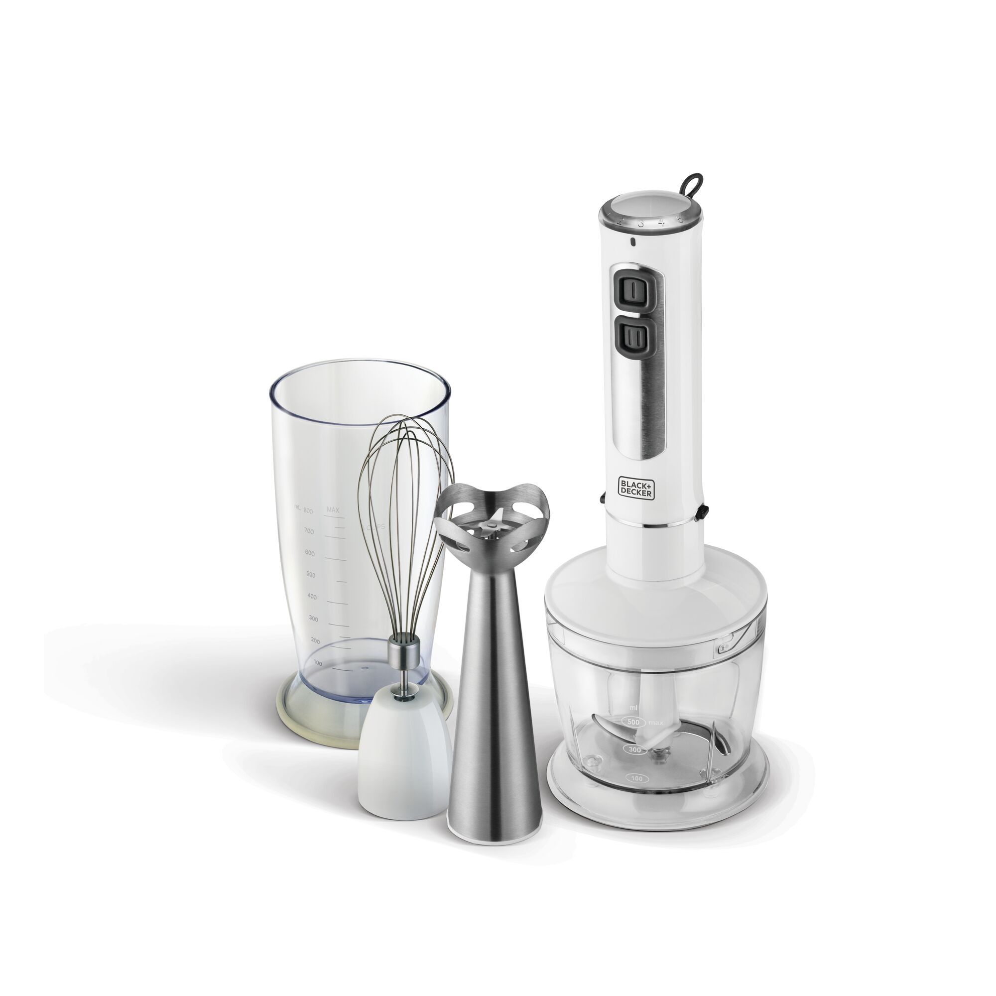 Black & Decker 400W 4 in 1 Stainless Steel Stem Hand Blender with Chopper and Whisk |SB400-B5