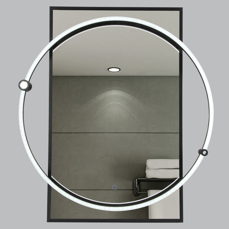 Rectangular Mirror with Metal Frame LED and Touch Switch