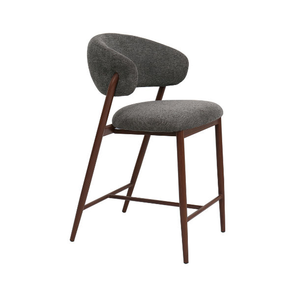 Chair Crazy Lyon Kitchen Stool Walnut Metal Frame Aragon Grey Fabric