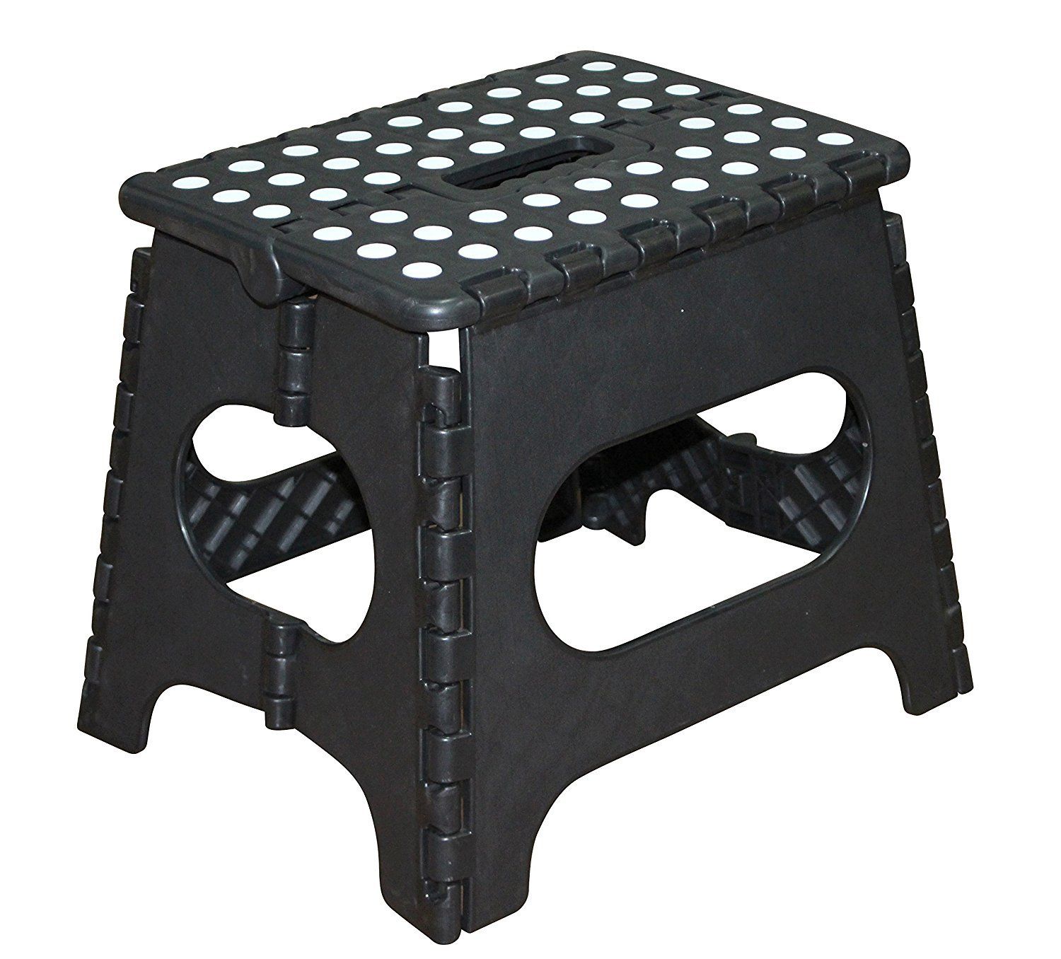 Folding Plastic Step Ladder Stool - Black HomeFX Folding Plastic Step Stool