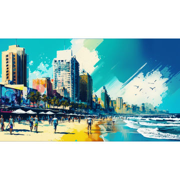 Canvas Wall Art - Canvas Wall Art –Durban Beachfront Abstract - B1098 - [120 x 80 cm]