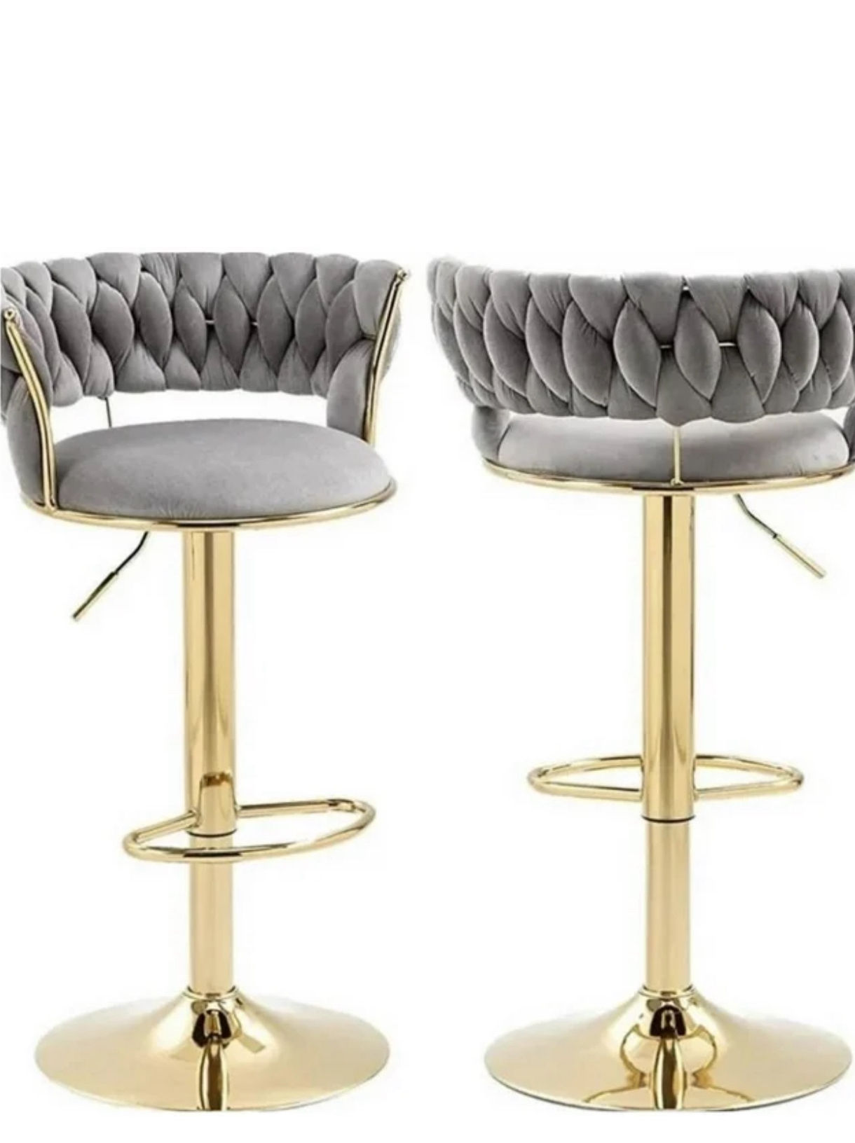 Asher velvet swivel bar chair grey- set of 2