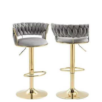 Asher velvet swivel bar chair grey- set of 2