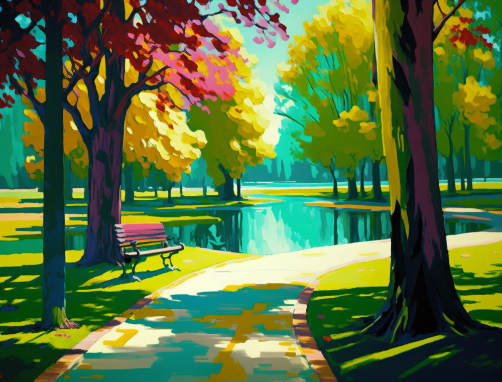 Canvas Wall Art - Walk in the Park - B1398 - [120 x 80 cm]
