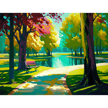 Canvas Wall Art - Walk in the Park - B1398 - [120 x 80 cm]