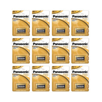 Panasonic Alkaline 9V 1 Pack Batteries x 1 Box of 12 Packs (6LF22APB/1BP/12)