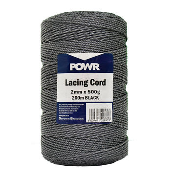 POWR Lacing Cord Black 2mm x 500g