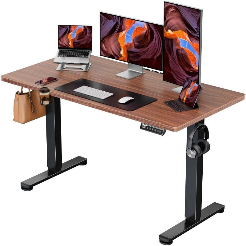 TOXIYA Smart Electric Lift Standing Desk, Height Adjustable, with Desktop - Brown