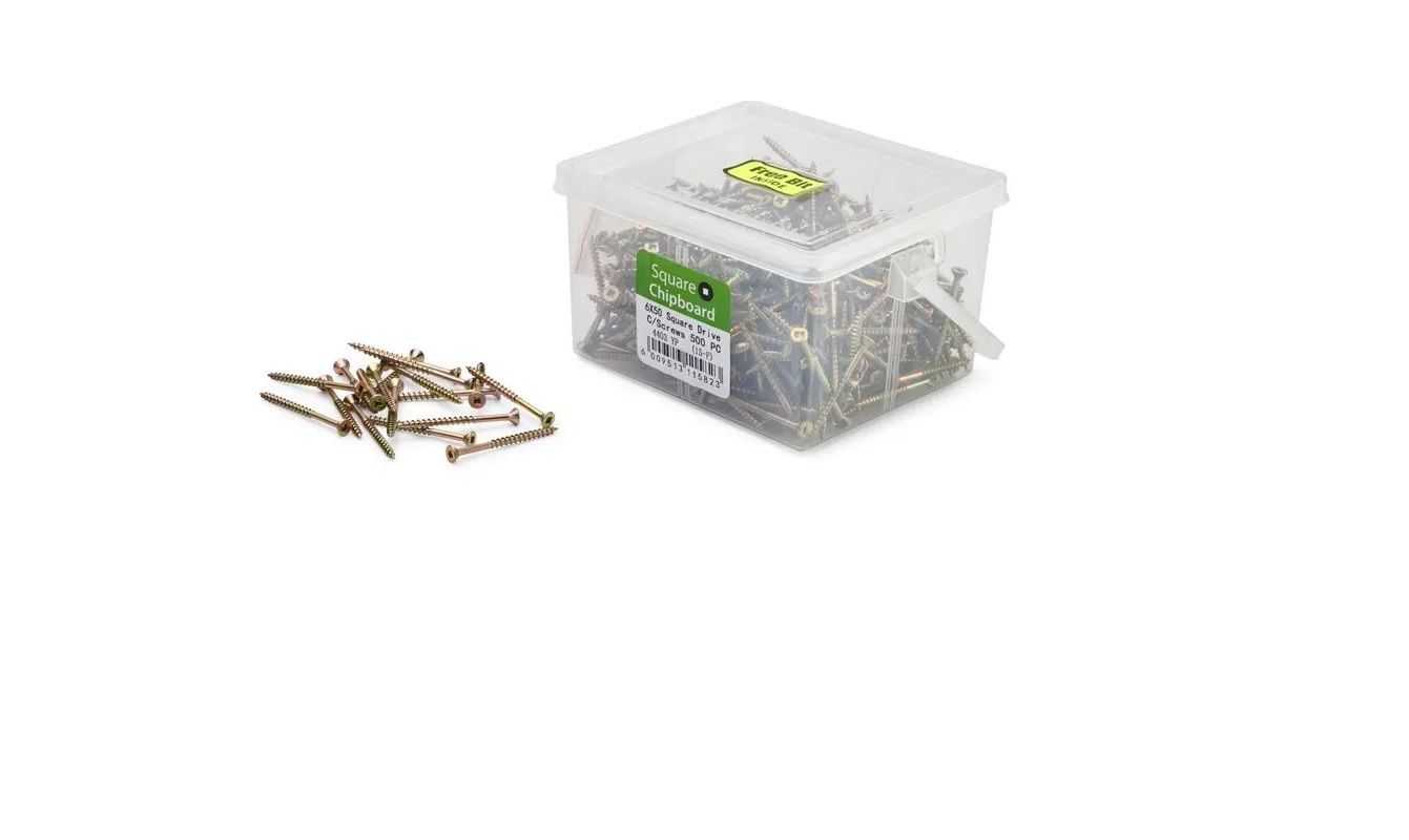 Chipboard Screws, Square, No.6, 3.5mm x 50mm, 500 Pieces BY WOODLY
