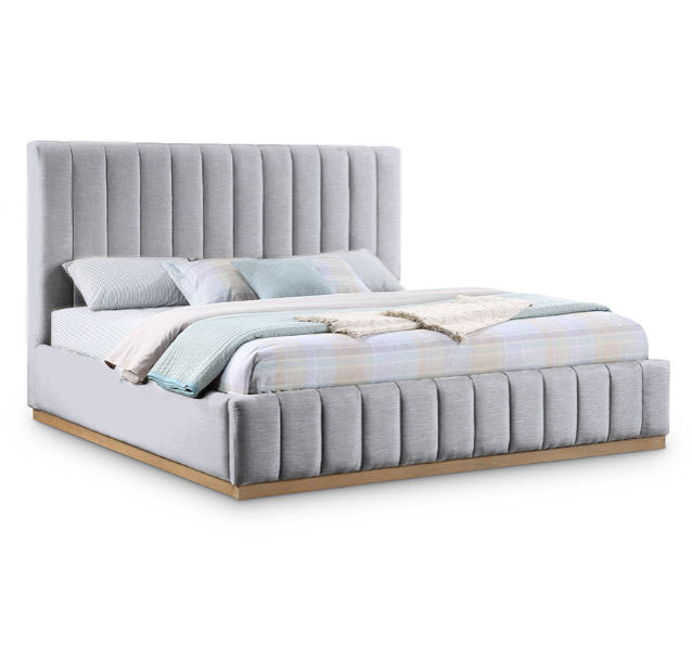 Maize Sleigh Bed Queen -Linen Grey