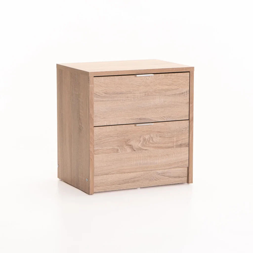 KAPPY 2 Drawer Pedestal – Light Oak | Modern Wooden Bedside Table or Nightstand