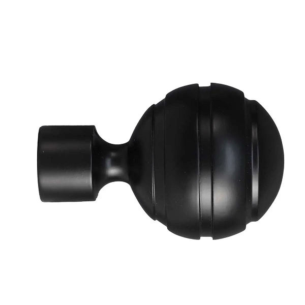 Steel Rod Finial, Ridged Ball, Black, 25mm BY WOODLY