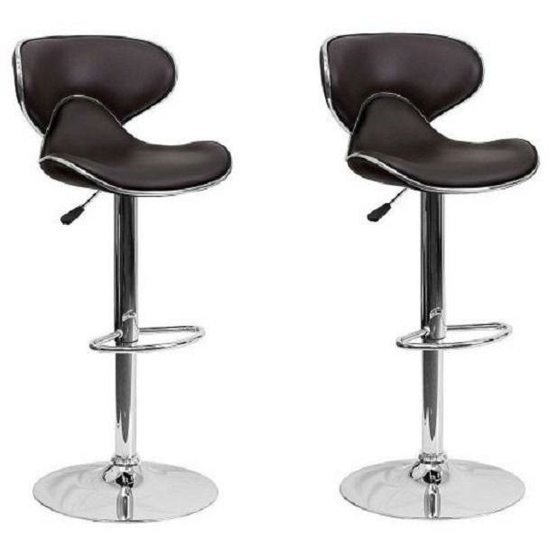 Set of 2 - Brown Modern Sports Barstool with gear lift and swivel function