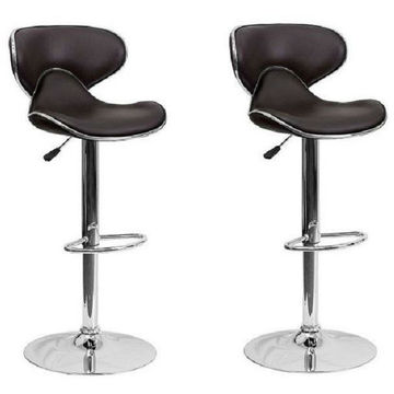 Set of 2 - Brown Modern Sports Barstool with gear lift and swivel function