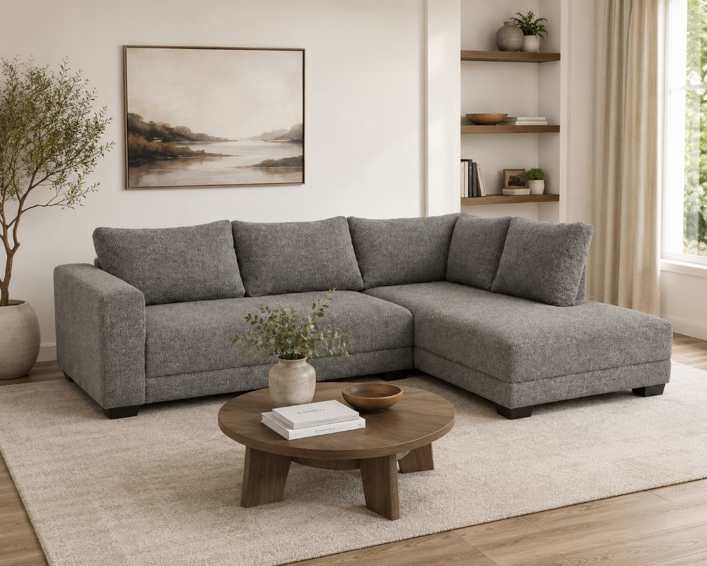Tach Luxure Natalia L Shape Couch – Linen Grey-left Sided