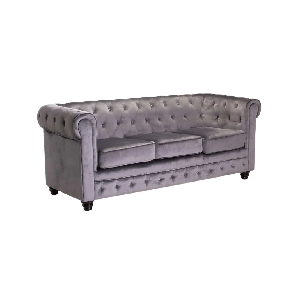 Vividitto - Shapidio Velvet 3 Seater Couch - Grey