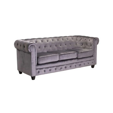Vividitto - Shapidio Velvet 3 Seater Couch - Grey