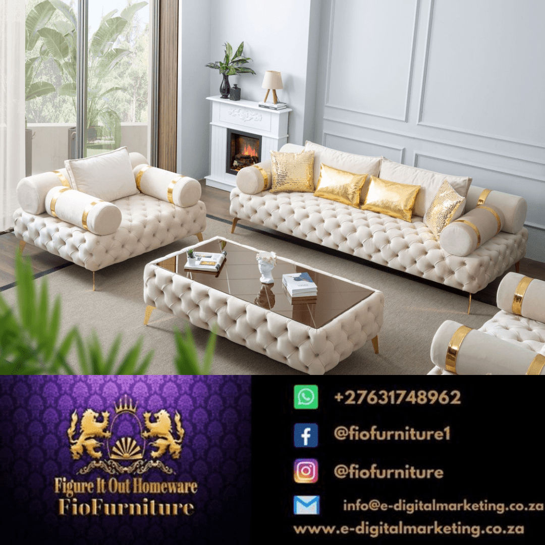 Briaton luxury Chesterfield 4pc sofa cream Emerald Green