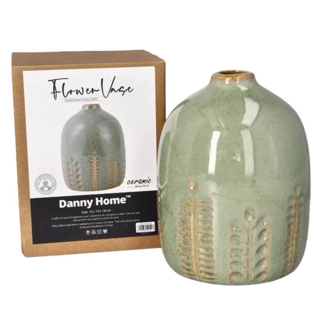 Danny Home LeafWhisper Ceramic Vase – Bush Green