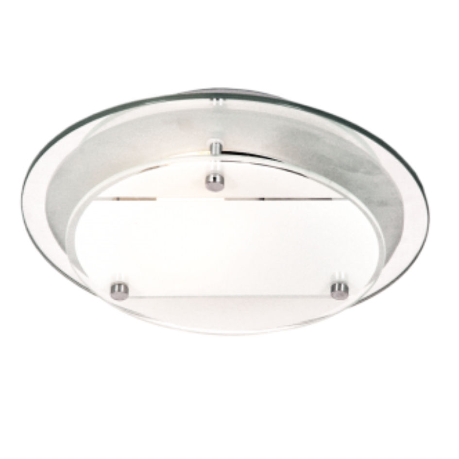 Mirror and Frosted Glass with Polished Chrome Clips