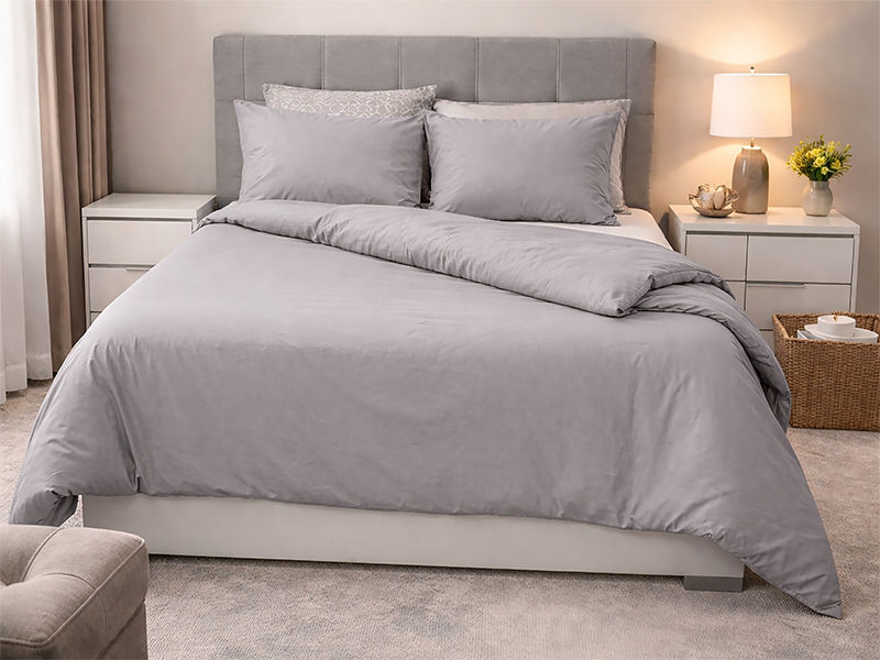 Everyday Collection Duvet Cover Set - Plain - 90GSM- (1Set) Gray Flannel - Queen