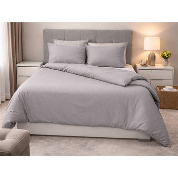Everyday Collection Duvet Cover Set - Plain - 90GSM- (1Set) Gray Flannel - Queen