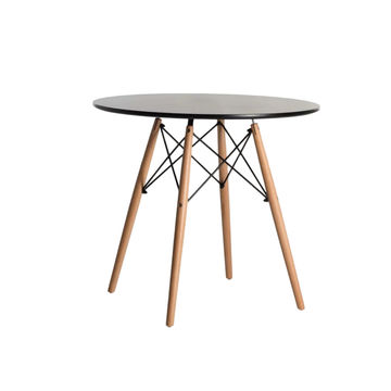Vividitto - Andy Round Wooden Leg Table - Black - 80Ø cm (4 Seater)