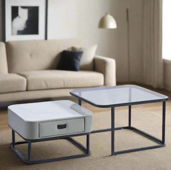 Edwina Nesting Coffee Table -Grey/Black