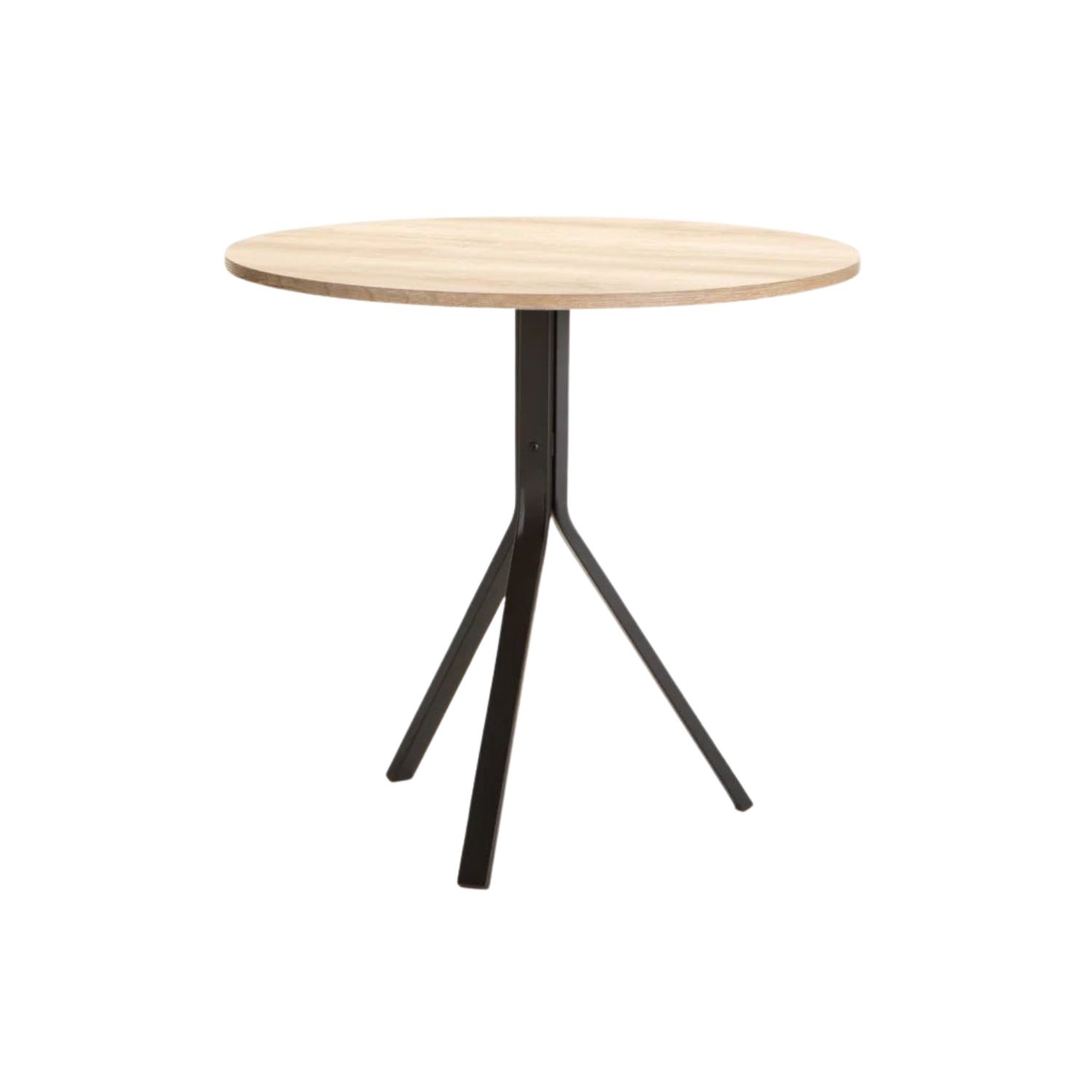 80cm Oak Round Dining Table With Metal Legs