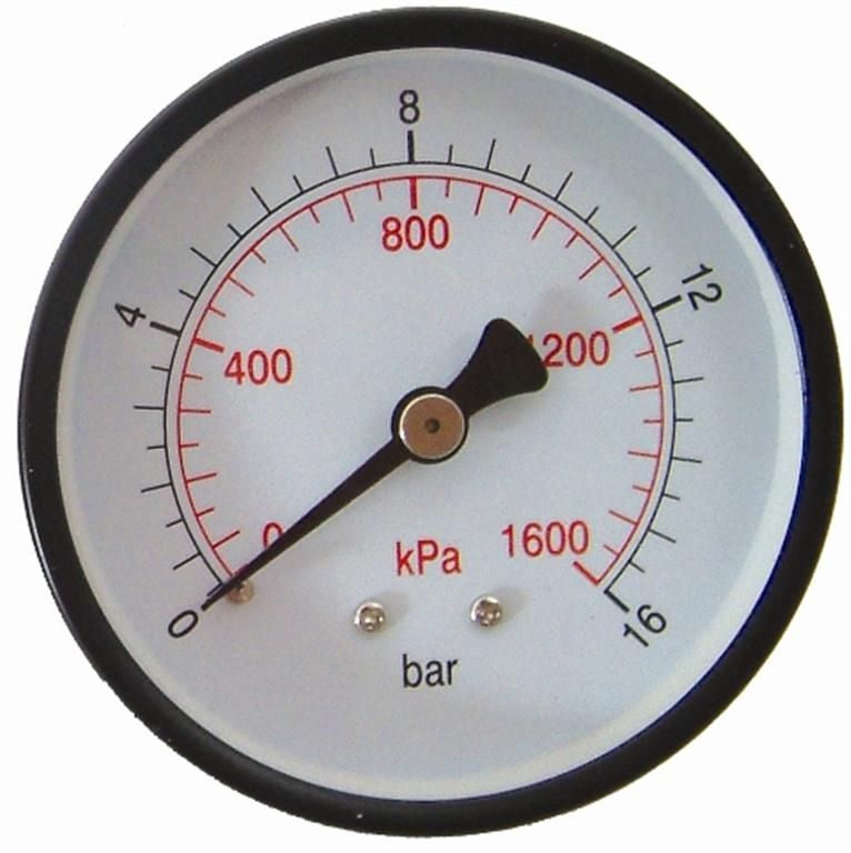 Aircraft Press. Gauge 63mm Rear Fit 1/40-16Bar 0-1600Kpa