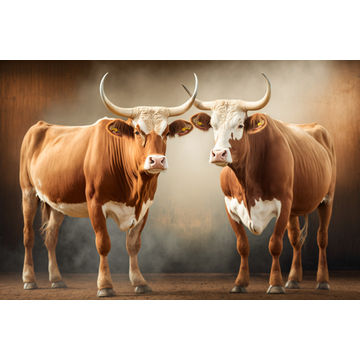 Canvas Wall Art - Two Bonsmara Cattle Standing - B1435 - [120 x 80 cm]