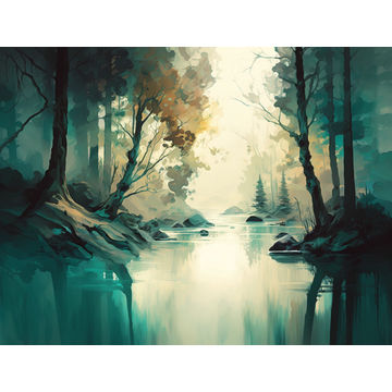 Canvas Wall Art - Canvas Wall art: River Abstract Painting  - B1254 - [120 x 80 cm]