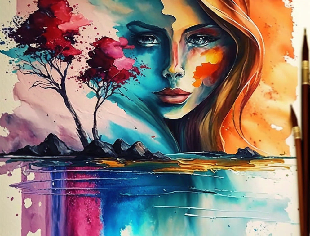 Canvas Wall Art - Canvas Wall Art: Beautiful Acrylic Water Colour  - B1292 - [120 x 80 cm]