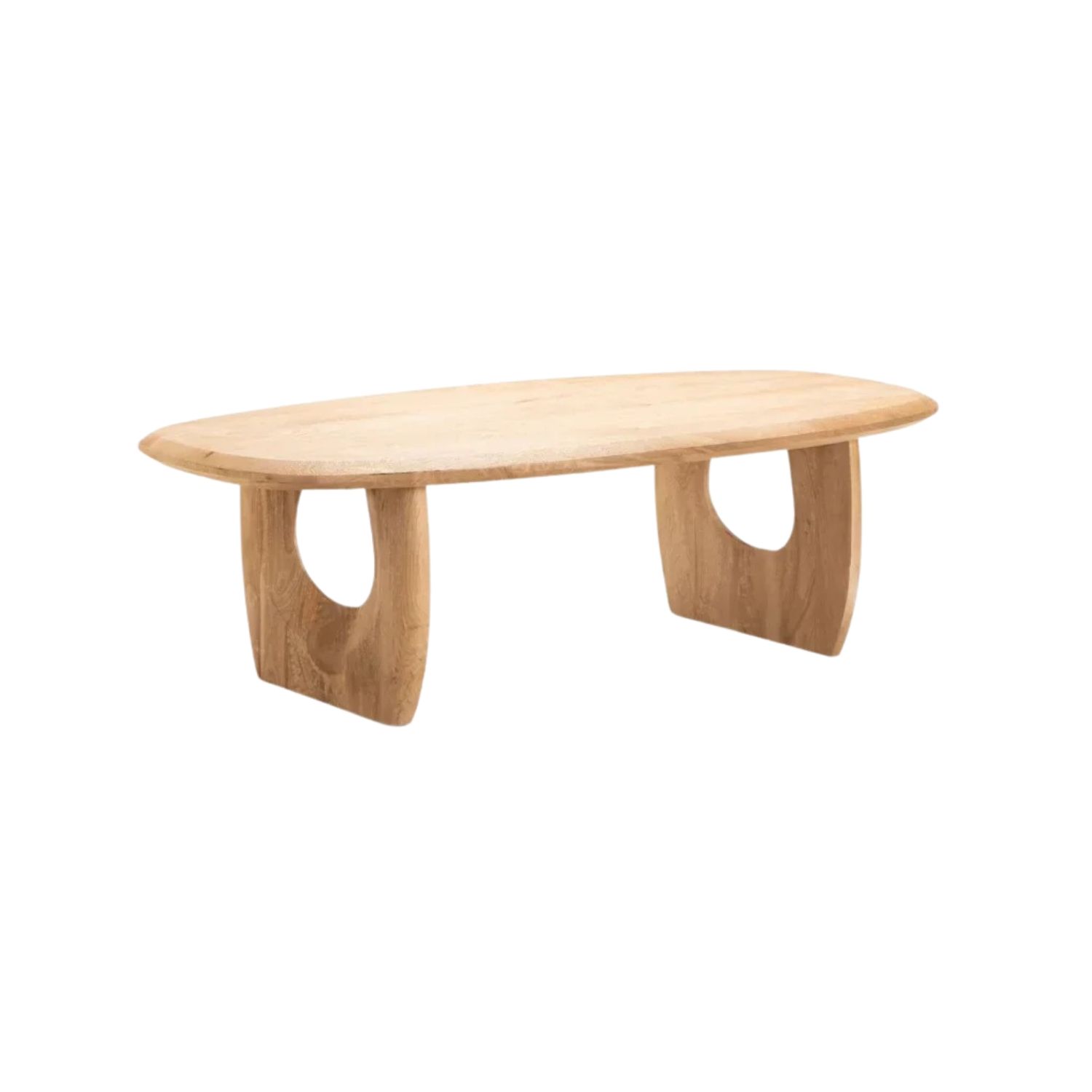 130x70cm Solid Mango Wood Oval Coffee Table