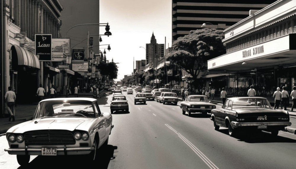 Canvas Wall Art - Canvas Wall Art- Harare Streets in 1975 - B1178 - [120 x 80 cm]