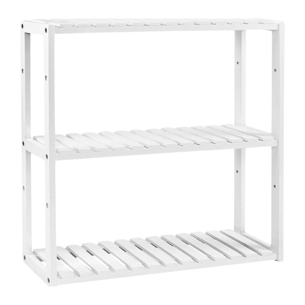 Songmics 3-Tier Bamboo Storage Shelf, White